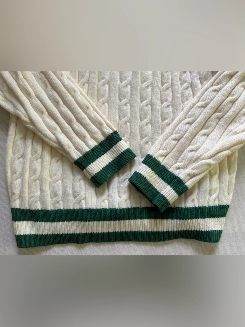 NWOT Cable Knit V-Neck Sweater with Trim